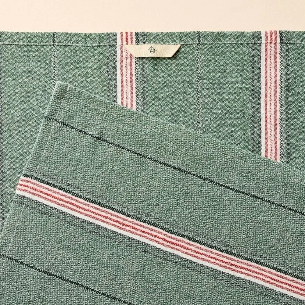 Hearth & Hand Magnolia Green Stripe Flour Sack Kitchen Towel Christmas Holiday